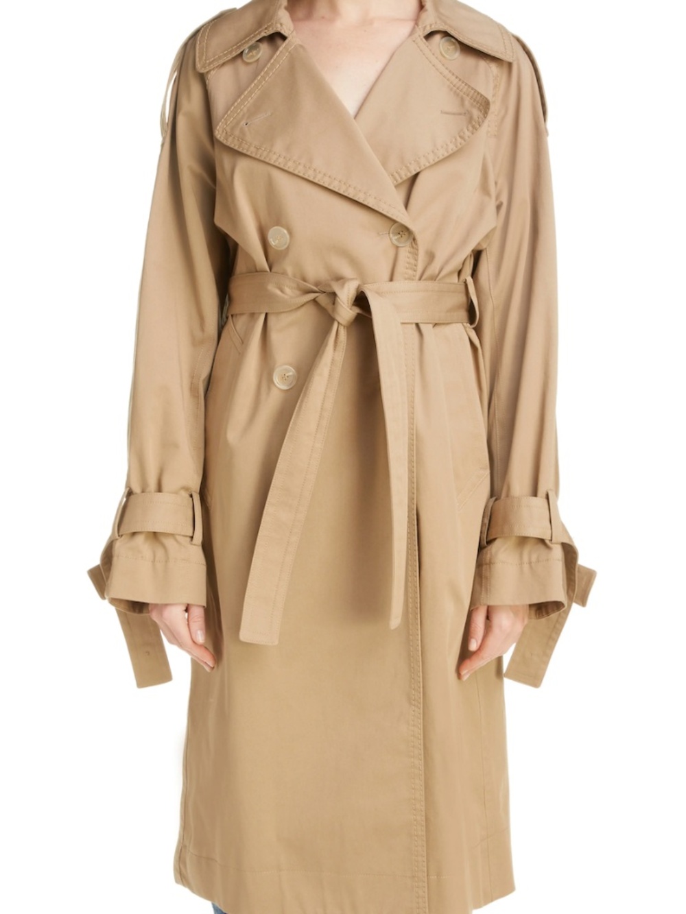 Acne Studios Odande Double Breasted Belted Trench Coat FR 34 US 2 Cold Beige NWT - Picture 3 of 15